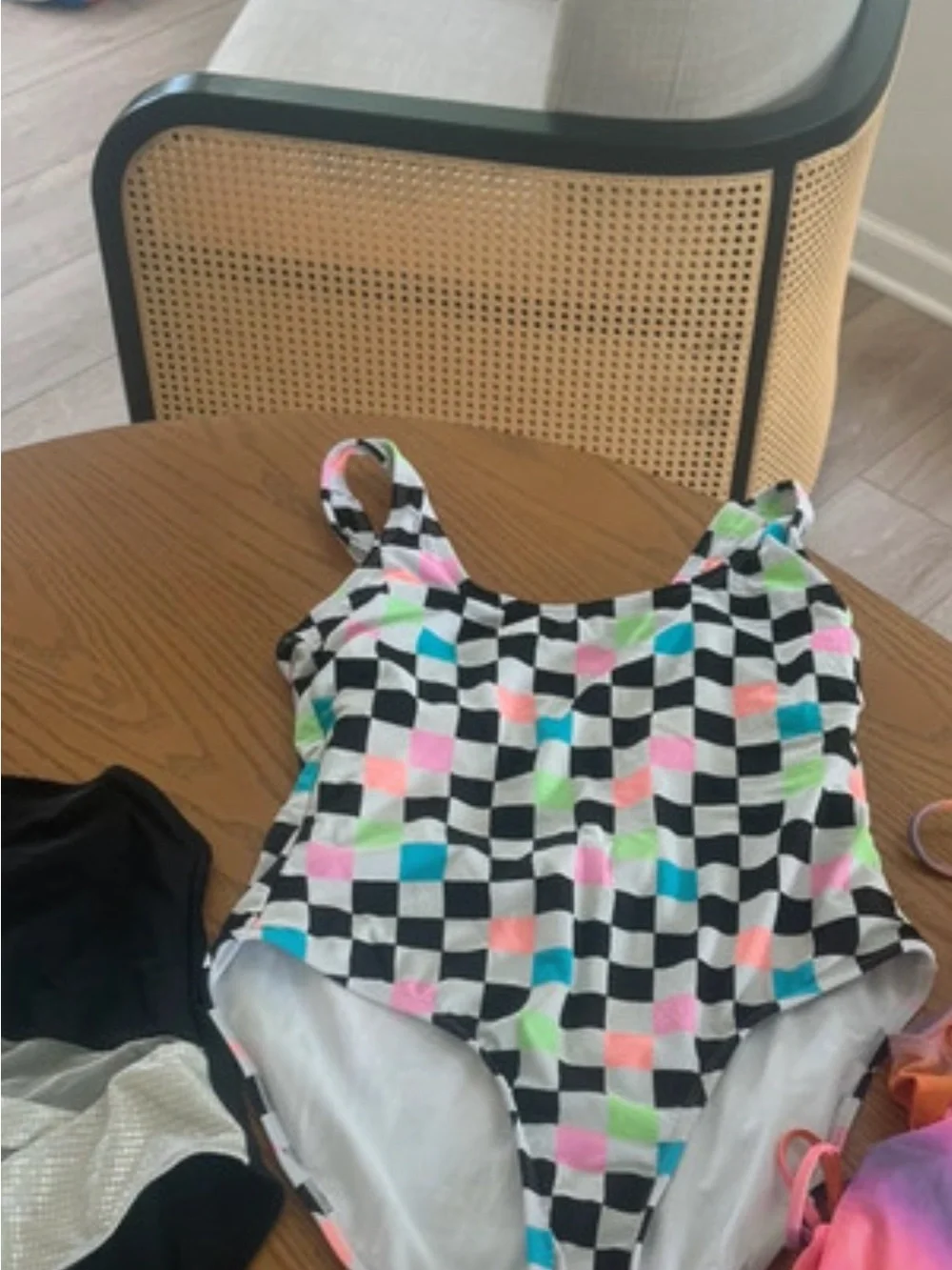 Neon Checkerboard One-Piece Swimsuit